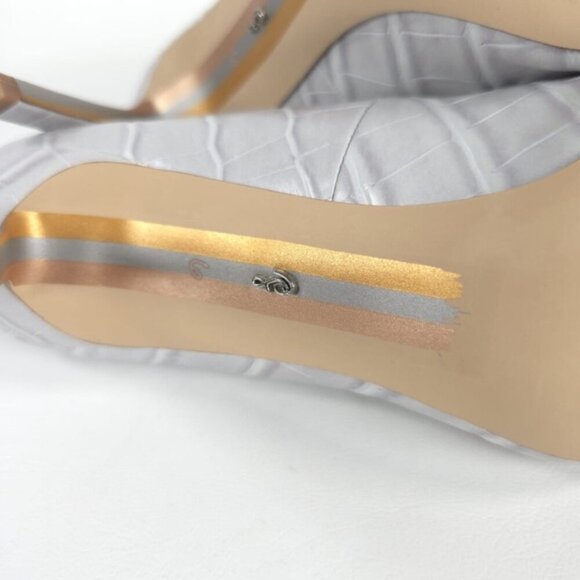 NWB SAM EDELMAN LEATHER UPPER‎ BETH GREY CROCPRT PU Pumps Stiletto Heel Sz 6M - Picture 16 of 16